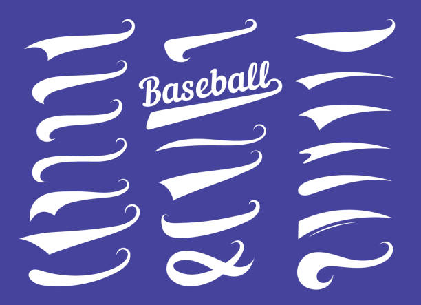 Swooshes Text Tails For Baseball Design Sports Swash Underline Shapes Set  In Retro Style Swish Typography Font Elements For Athletics Baseball  Football Decoration White Swirl On Blue Vector Line Stock Illustration 