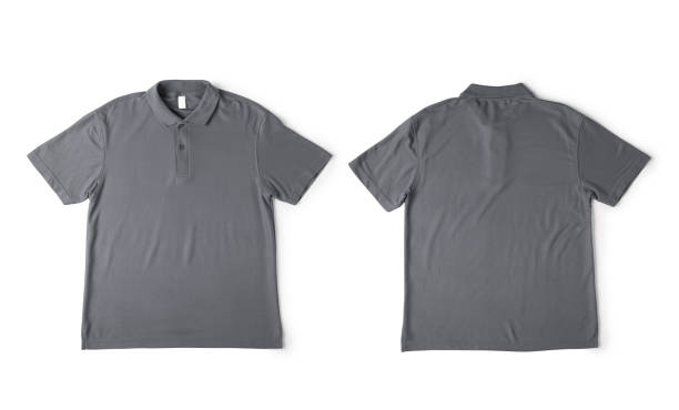 istock Realistic Grey polo shirt mockup front and back view isolated on white background with clipping path 1384079626