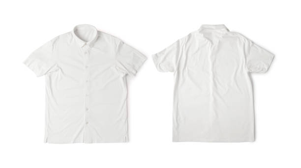istock Realistic White polo shirt mockup front and back view isolated on white background with clipping path 1384079636