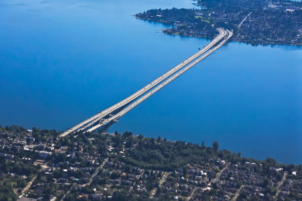 istock Bridges crossing over waterways towards downtown Seattle. 1384086510