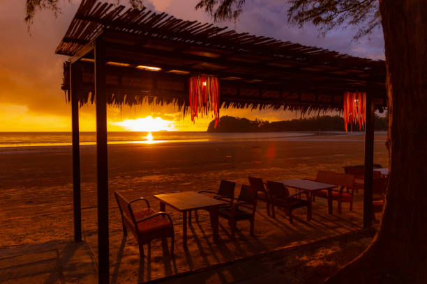 sunset on the beach in holiday at Koh Lanta Thailand