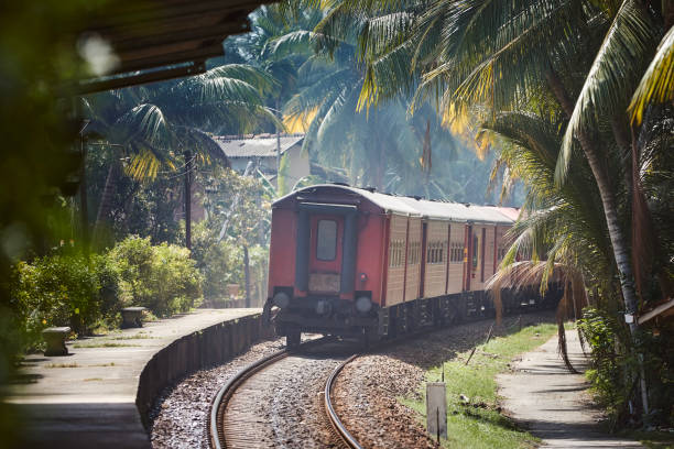 railway in sri lanka - non urban scene railroad track station day imagens e fotografias de stock