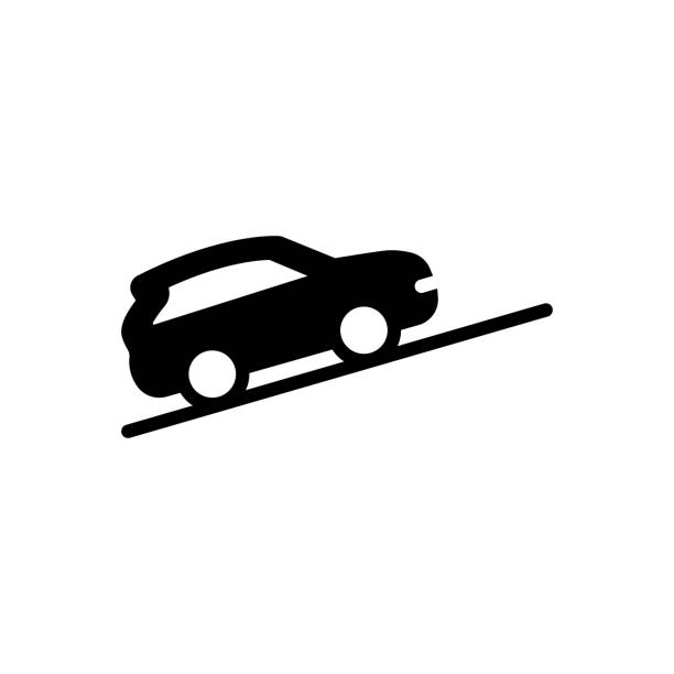 Slope hillside Icon for slope, hillside, downgrade, steep, mountain, car, slide steep stock illustrations