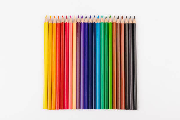istock Many multicolored pencils, isolated on white background with copy space. Art and education background. 1384145342