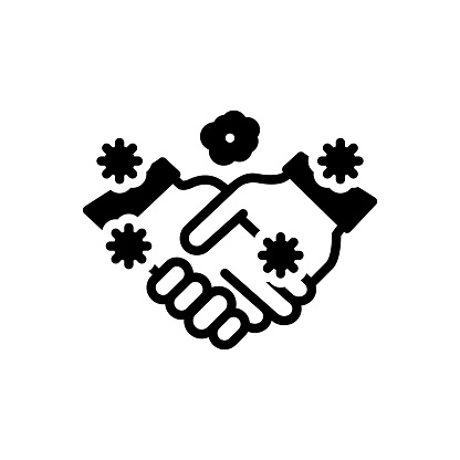 Icon for spreading, attention, bacterium, care, virus, disease, handshake, dispersion, epidemic