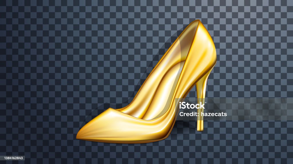 válvula sección agujas del reloj Ilustración de Zapatos Dorados Sobre Fondo Transparente Vector 3d Realista  y más Vectores Libres de Derechos de Tacones altos - iStock