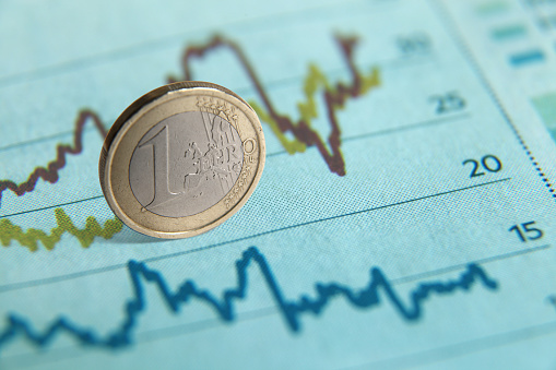Euro coin money financial graph