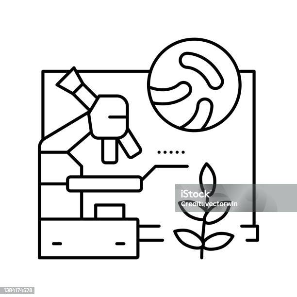 Biologie Schule Lektion Zeile Symbol Vektor Illustration Stock Vektor