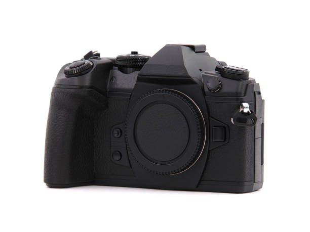 istock Digital camera, black body, isolated on white 1384175157