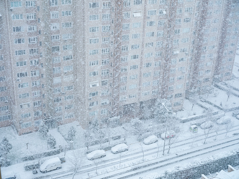 cityscape on a snowy day