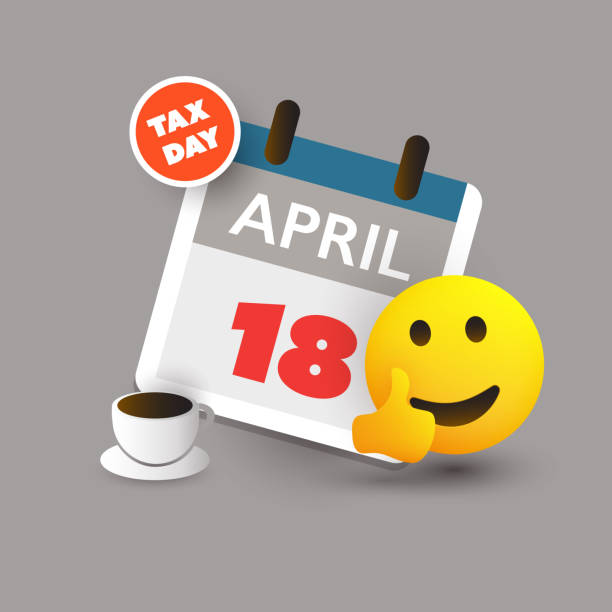 ilustraciones, imágenes clip art, dibujos animados e iconos de stock de recordatorio del día de impuestos de ee. uu. - plantilla de diseño de calendario - calendar tax april day