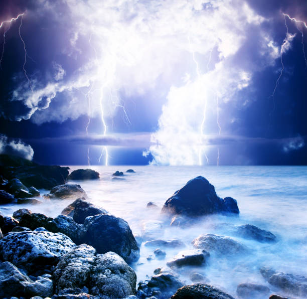 lightning - atlantic coast flash stock-fotos und bilder