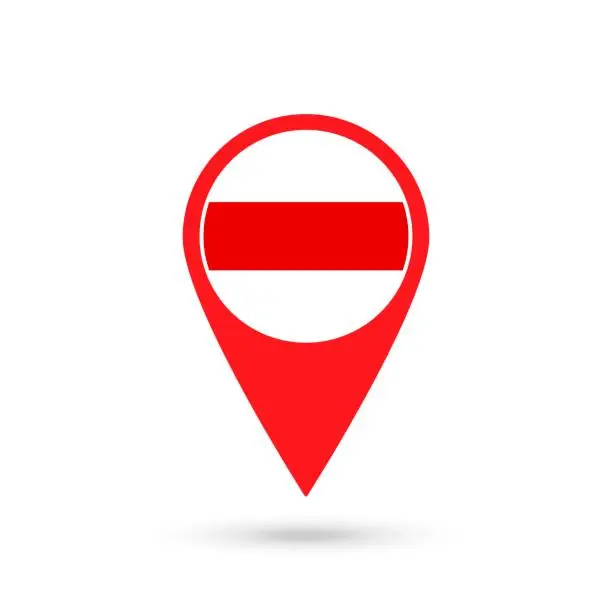 Vector illustration of Map pointer with contry Belarus. Belarus flag. Vector illustration.