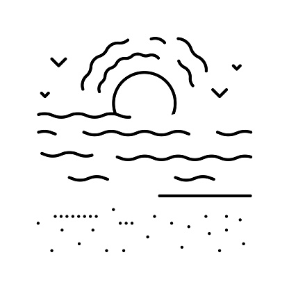 sea beach line icon vector. sea beach sign. isolated contour symbol black illustration