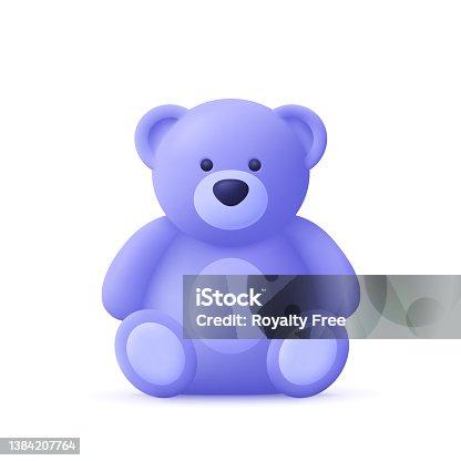 istock Cute Teddy bear toy. 3d vector icon. Cartoon minimal style. 1384207764