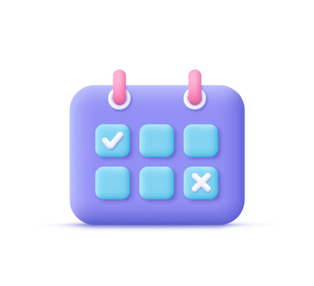 istock Calendar with rings and marked date. Time management, planning concept. 3d vector icon. Cartoon minimal style. 1384207769