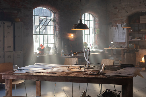 Tools on a Work Table in a Factory