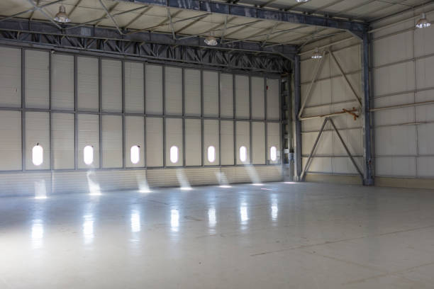 istock View of Empty  Hangar with the Door 1384217627