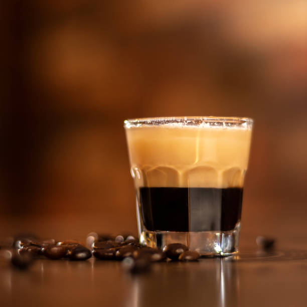istock tasty coffee shot on wooden bar table 1384228016
