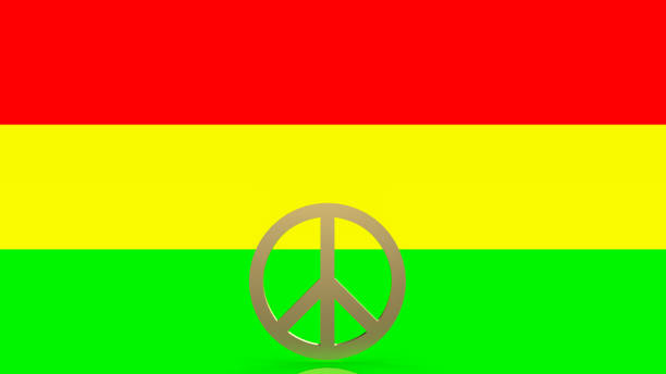 istock The gold peace symbol on background  color  3d rendering 1384230242