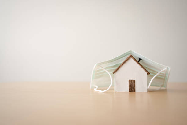 istock Home protected by surgical mask from virus covid-19 1384237350