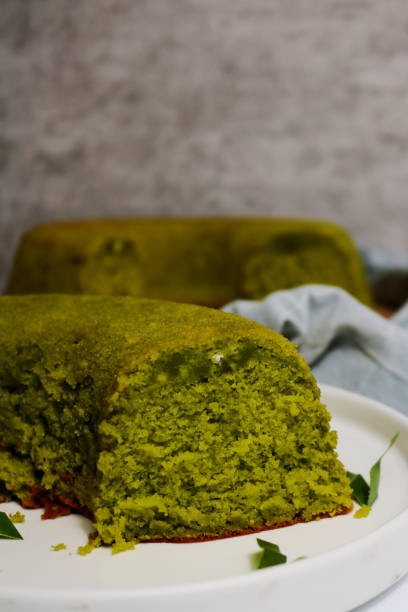 istock a piece of pandan sponge cake ready to be served on the table 1384237700