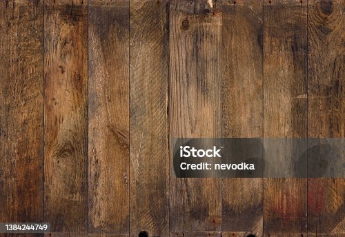 istock Vintage wood background texture. Old weathered rough planks sharp and detailed backdrop. 1384244749