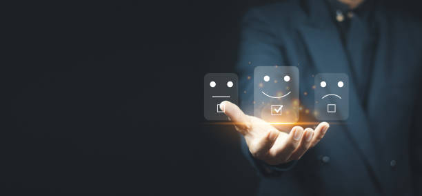 istock User gives rating to service experience on online application, Customer review satisfaction feedback survey concept. 1384248165