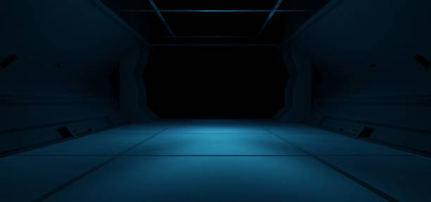 istock Extraterrestrial Pedestal Platform Tunnel Space Reflective Dark Blue Colors Background Wallpaper For Product Presentation 1384248842