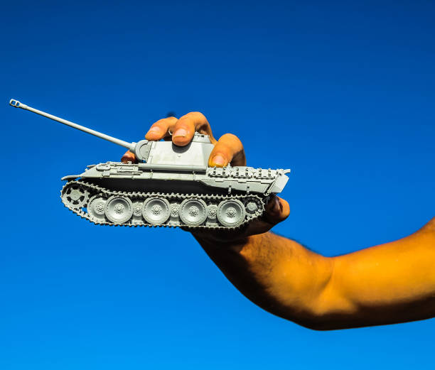 istock Old Ancient Vinatge Figurine Model Gray Tank 1384256884