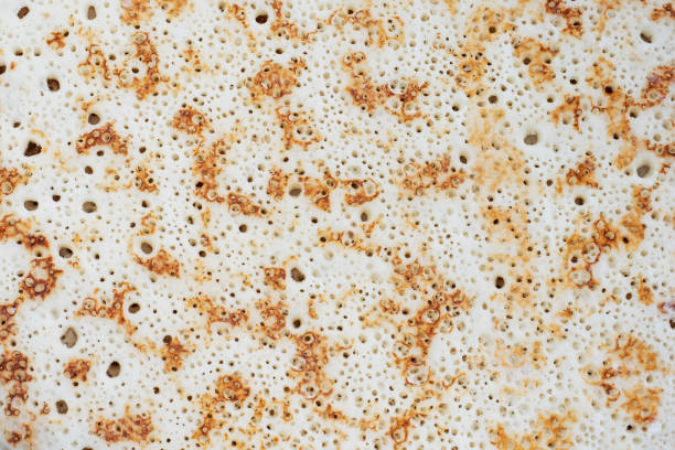 istock Pancake texture, baked pancake dough background. Close up. 1384259772