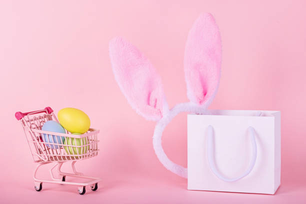 istock Happy Easter celebration. Festive holiday template backdrop for online shopping. Spring event celebration template for web design 1384260993