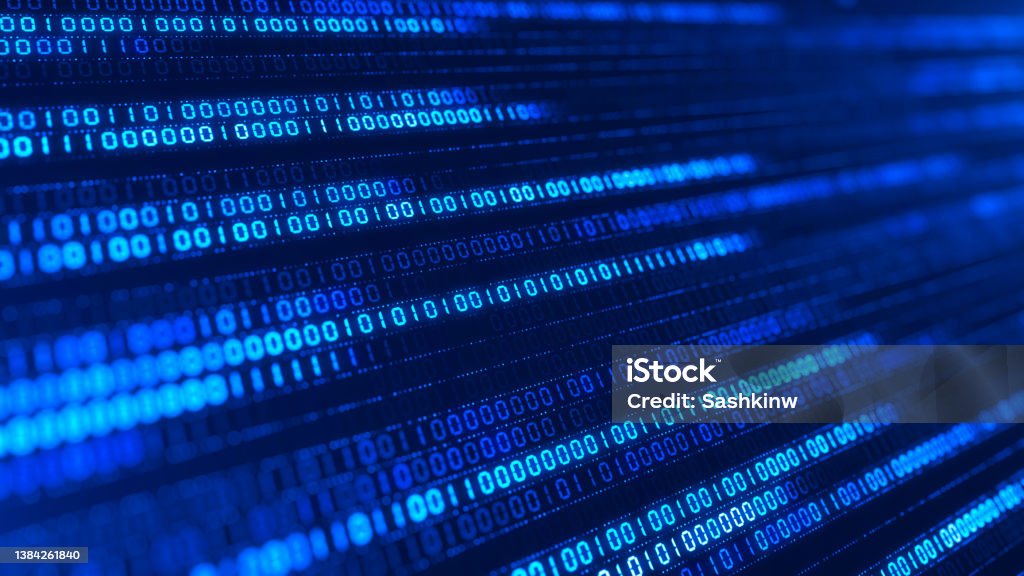 digital binare code background. 3d illustration Binary Code Stock Photo
