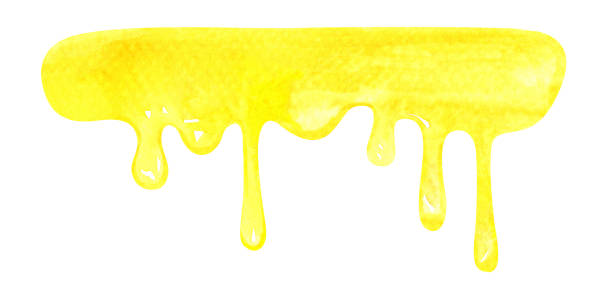 ilustraciones, imágenes clip art, dibujos animados e iconos de stock de gota de miel de acuarela, flujo de caramelo de acuarela, gota de fluido de oro amarillo - cooking oil drop honey beer