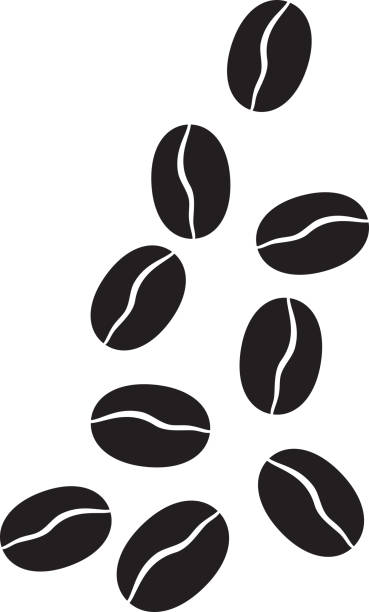 kaffeebohnen schwarz und weiß - coffee aromatherapy black black coffee stock-grafiken, -clipart, -cartoons und -symbole