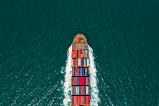 istock Aerial top view container cargo ship and import export business service 1384265715