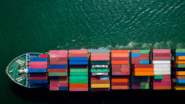 istock Container ship sailing the ocean, Business cargo logistics aerial view 1384265747