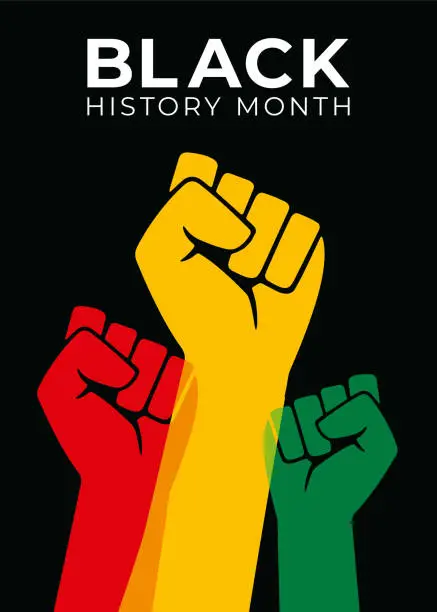 Vector illustration of Black History Month Design with fists closed.