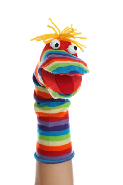 Funny sock puppet for show on hand against white background Funny sock puppet for show on hand against white background puppet stock pictures, royalty-free photos & images