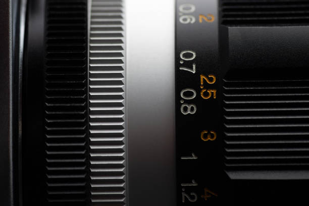 istock Distance scale on a vintage lens barrel 1384272177