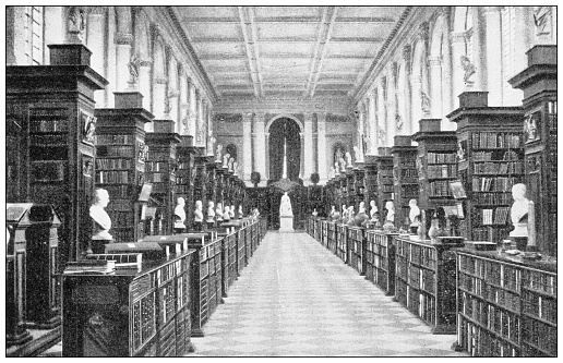 Antique travel photographs of England: Trinity College Library, Oxford
