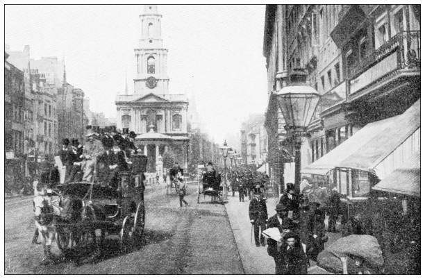 kuvapankkikuvitukset aiheesta antiikkisia matkakuvia lontoosta: strand - strand katu lontoossa