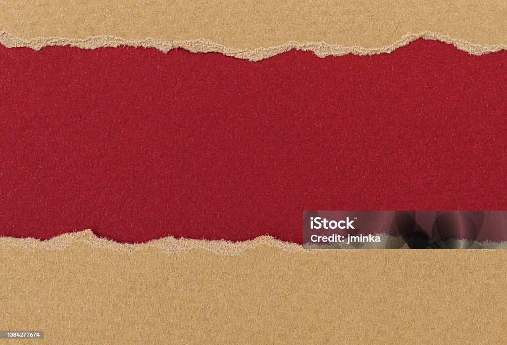 Red Ripped Cardboard Cardboard Torn Cardboard On Red Paper Background Stock Photo - Download ...
