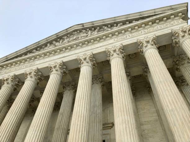 US Supreme Court Building Washington D.C., District of Columbia, United States - August 31 2021: The US Supreme Court of the United States of America. The highest court determining the rule of law. supreme court stock pictures, royalty-free photos & images