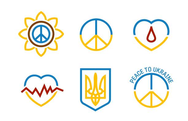 pokój na ukrainie. kolekcja narodowych symboli ukraińskich - sunflower hearts stock illustrations
