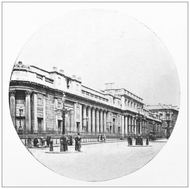 antique travel photographs of london: bank of england - bank of england stock illustrations