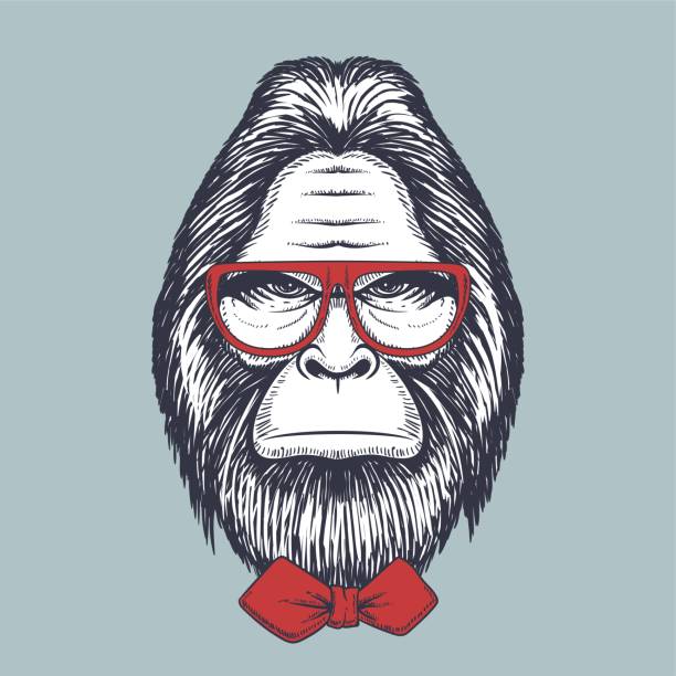 istock Bigfoot hand drawn wearing a red glasses and bow tie 1384283494