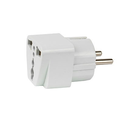 adapter for euro socket, isolated, on white background