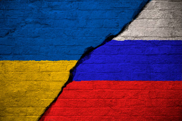 istock Flags of Ukraine and Russia 1384288132