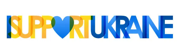 Vector illustration of I SUPPORT UKRAINE vector typography banner